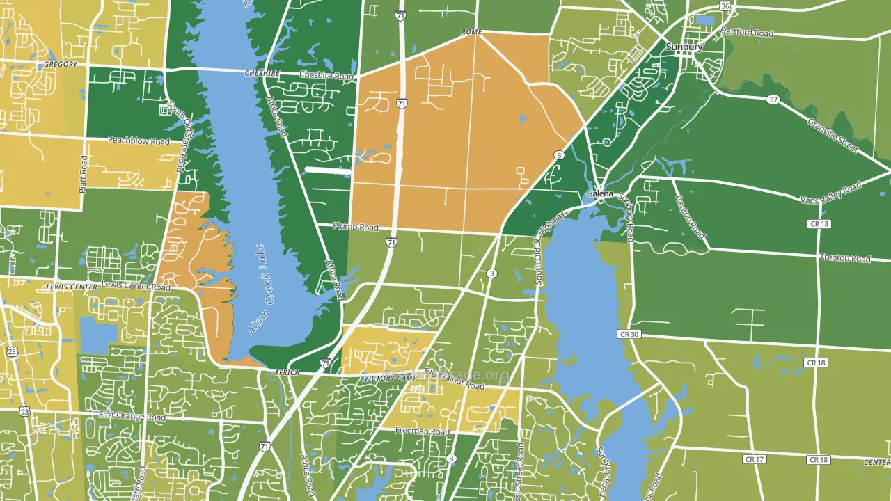 Galena, OH Map of Murder Rates