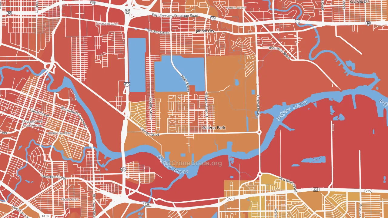 Galena Park, TX Map of Murder Rates