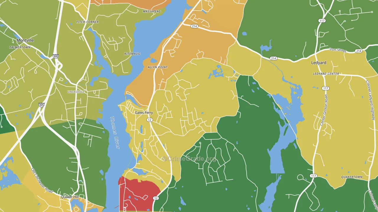 Gales Ferry, CT Map of Murder Rates