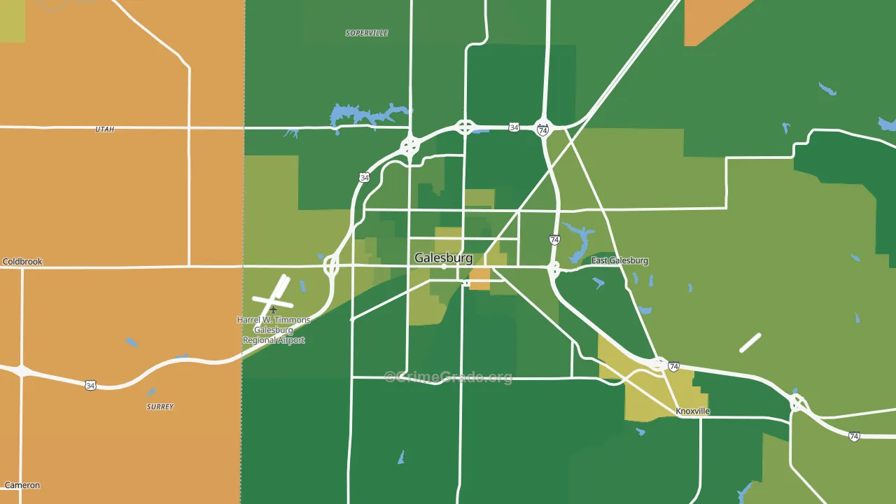 Galesburg, IL Map of Murder Rates