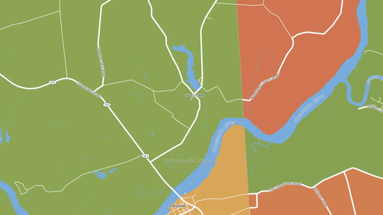Galestown, MD Map of Murder Rates
