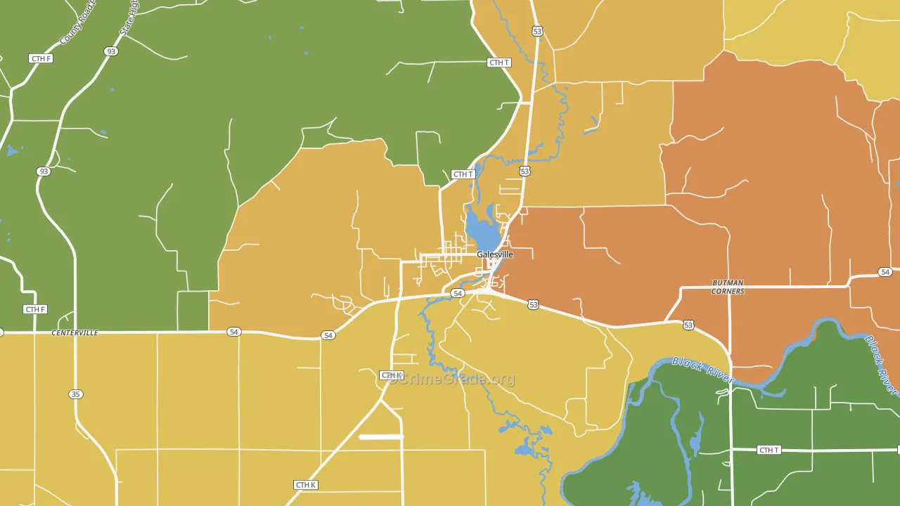Galesville, WI Map of Murder Rates