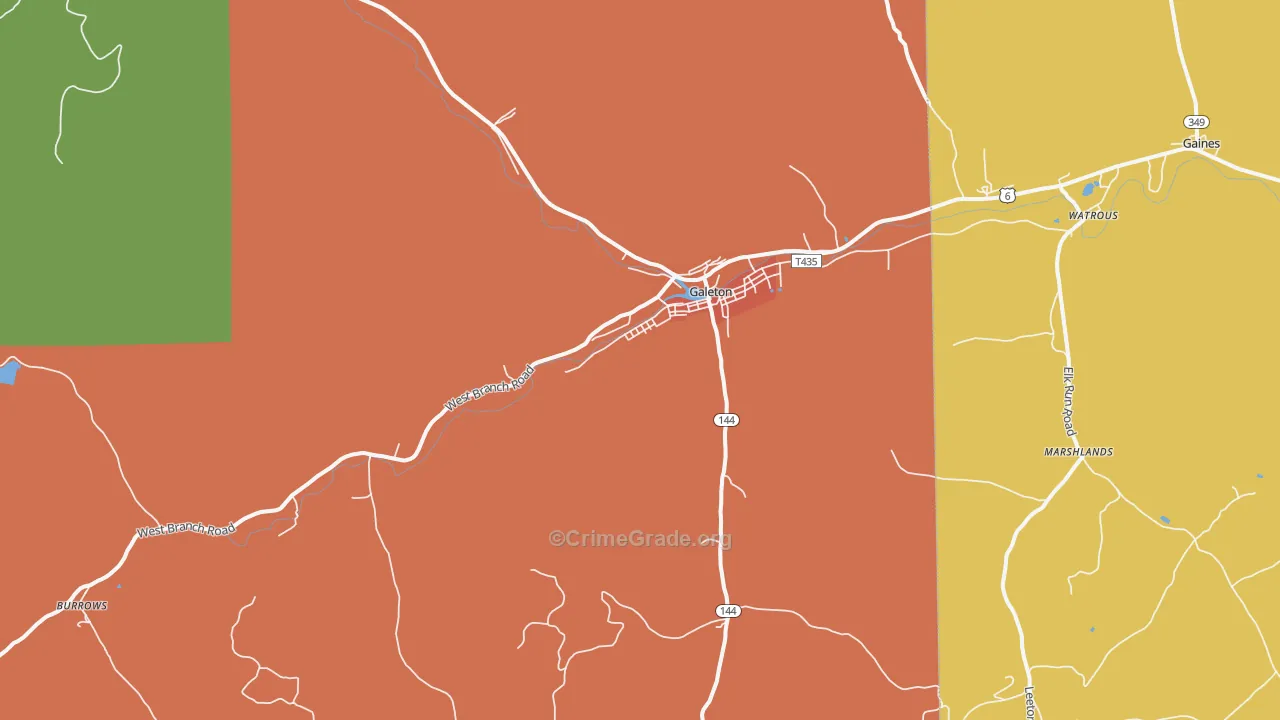 Galeton, PA Map of Murder Rates