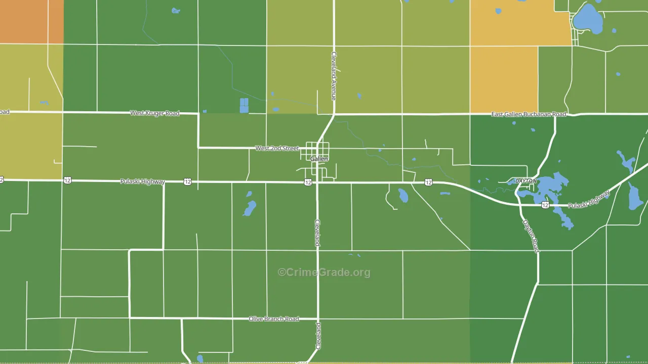 Galien, MI Map of Murder Rates