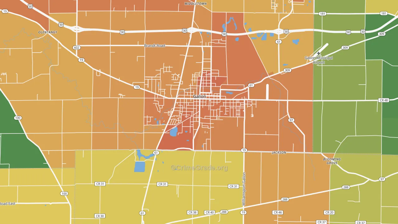 Galion, OH Map of Murder Rates