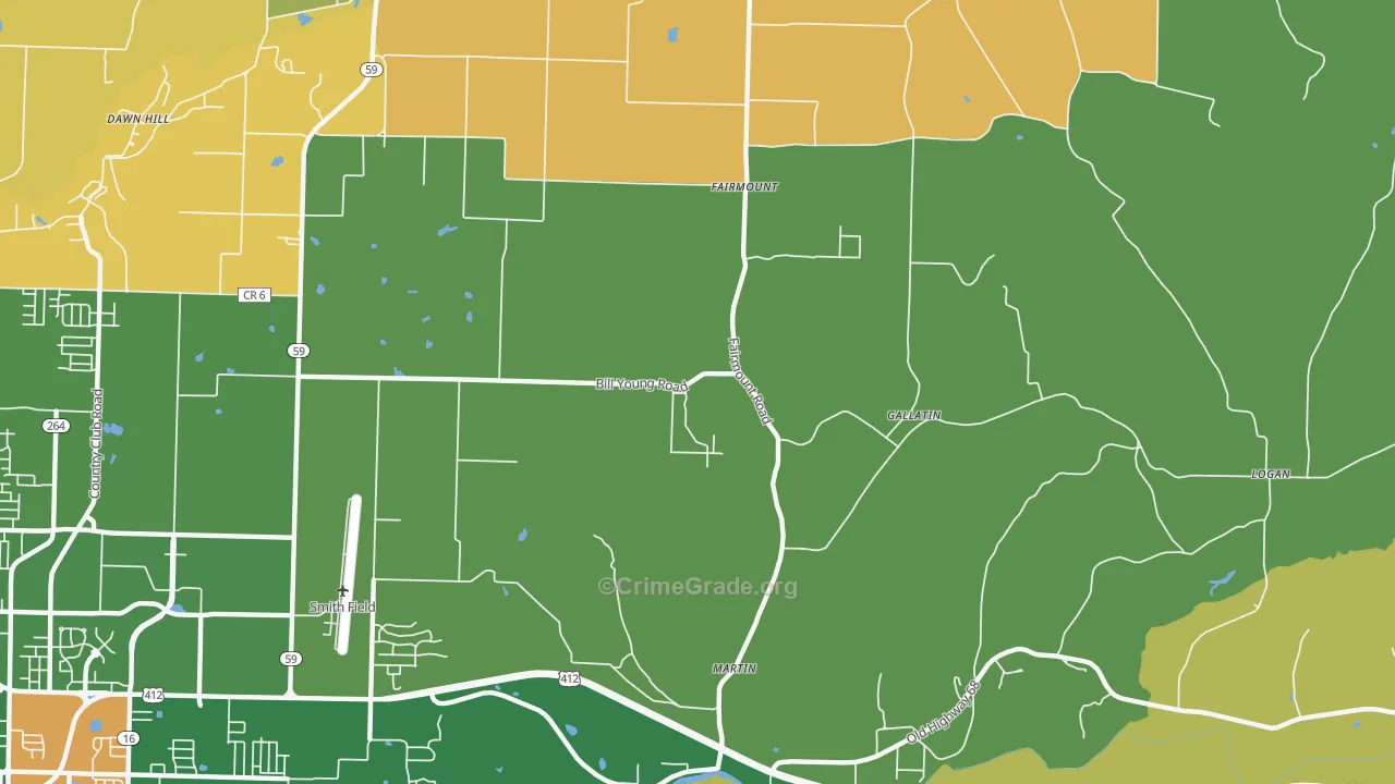 Gallatin, AR Map of Murder Rates
