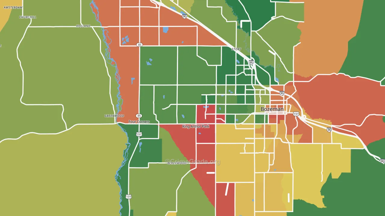 Gallatin County, MT Map of Murder Rates