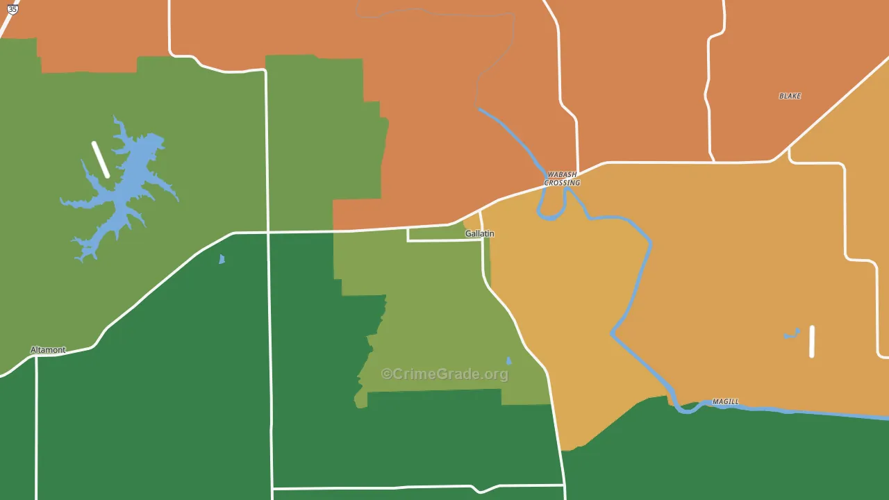 Gallatin, MO Map of Murder Rates