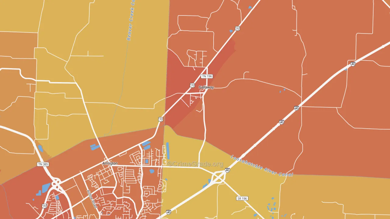 Gallaway, TN Map of Murder Rates