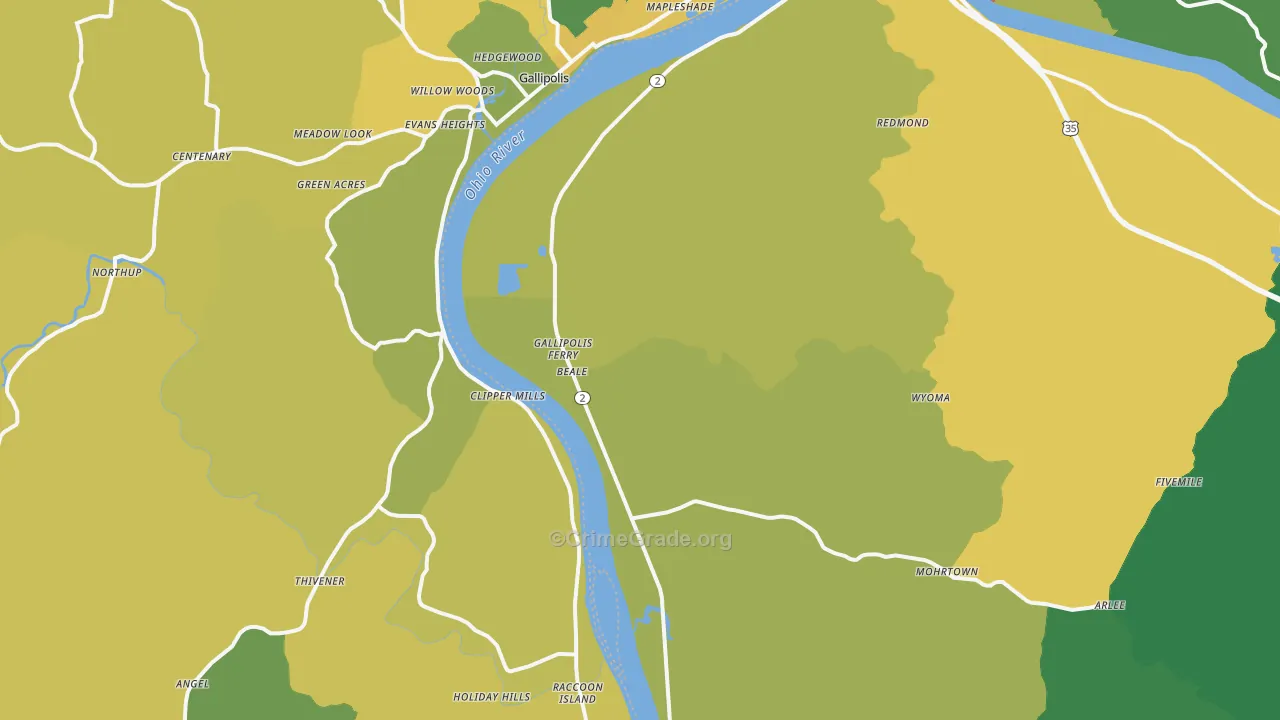 Gallipolis Ferry, WV Map of Murder Rates