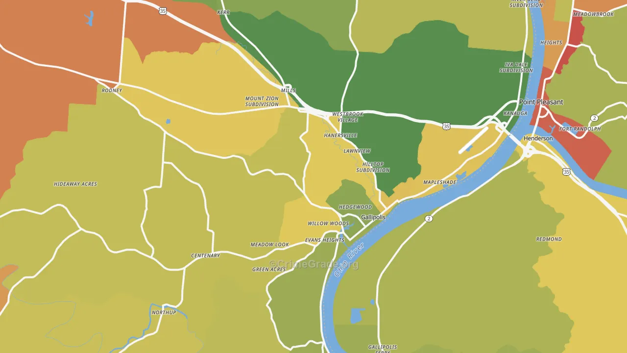 Gallipolis, OH Map of Murder Rates