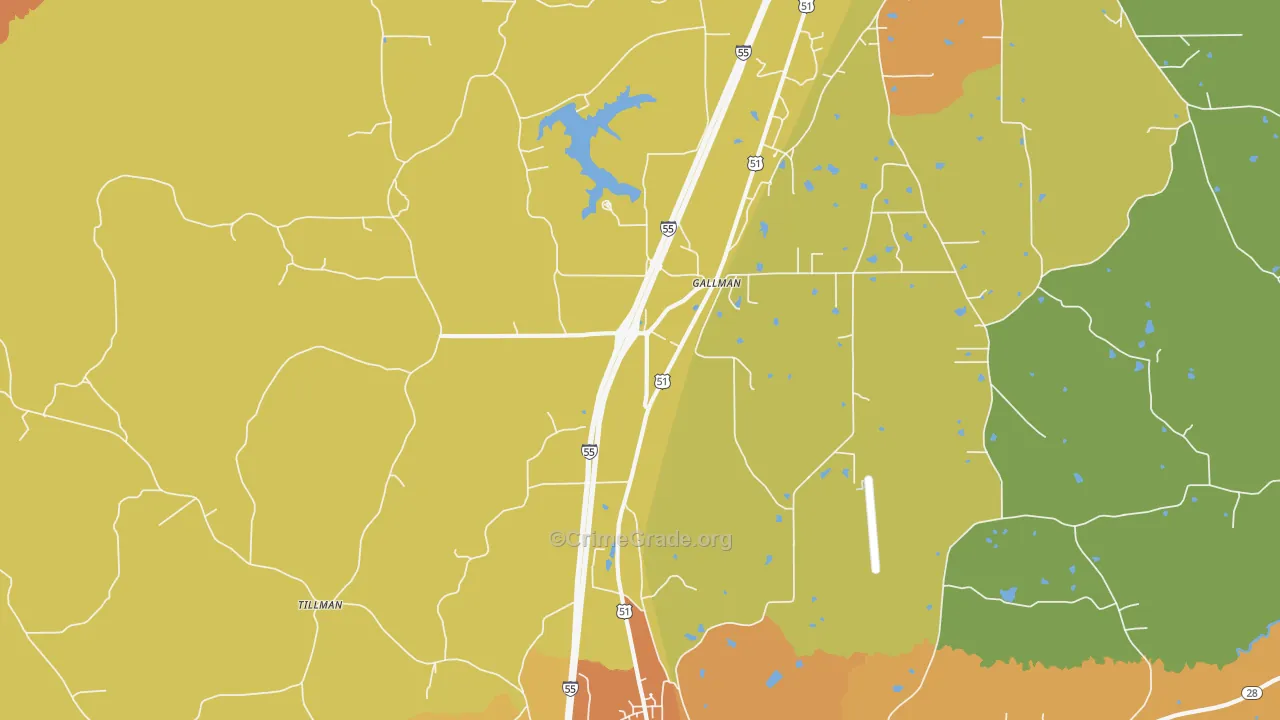 Gallman, MS Map of Murder Rates