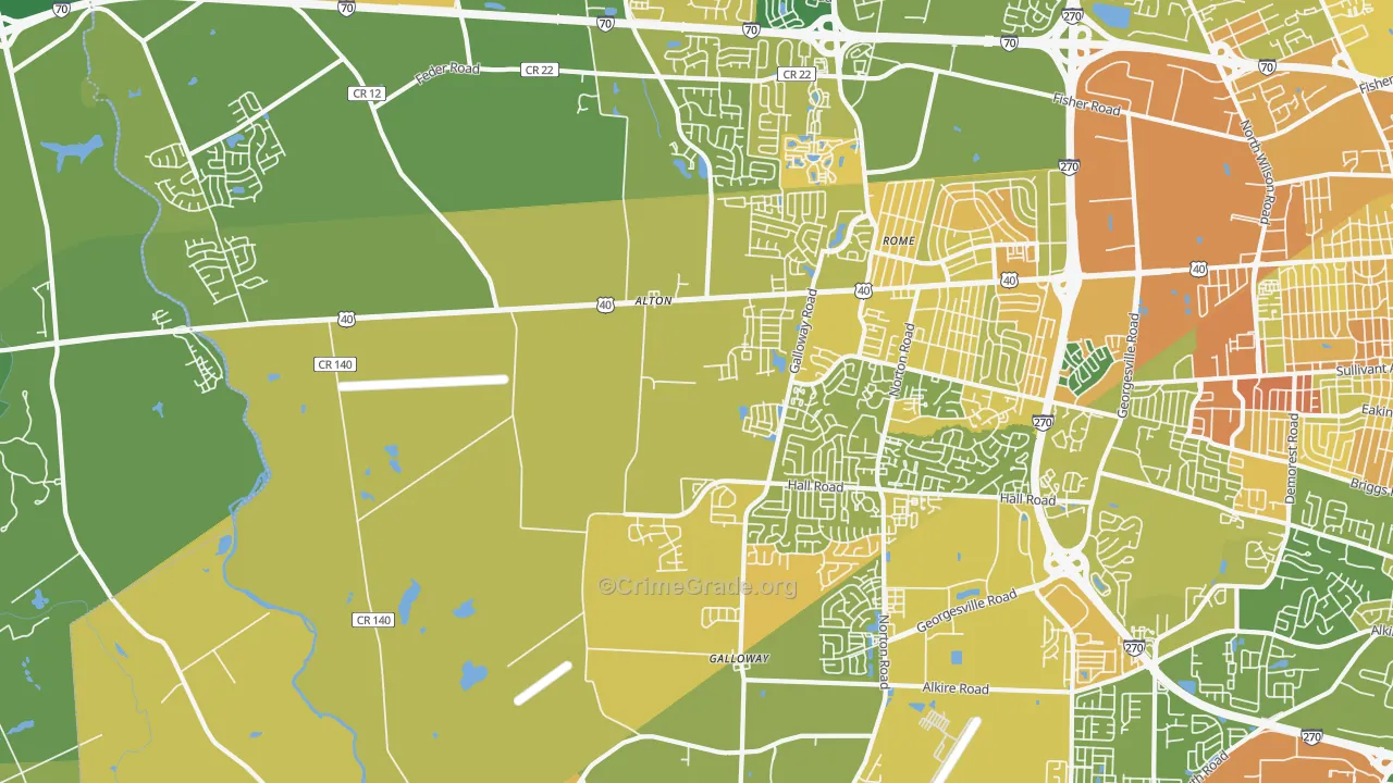 Galloway, OH Map of Murder Rates