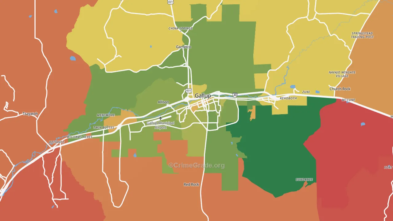 Gallup, NM Map of Murder Rates