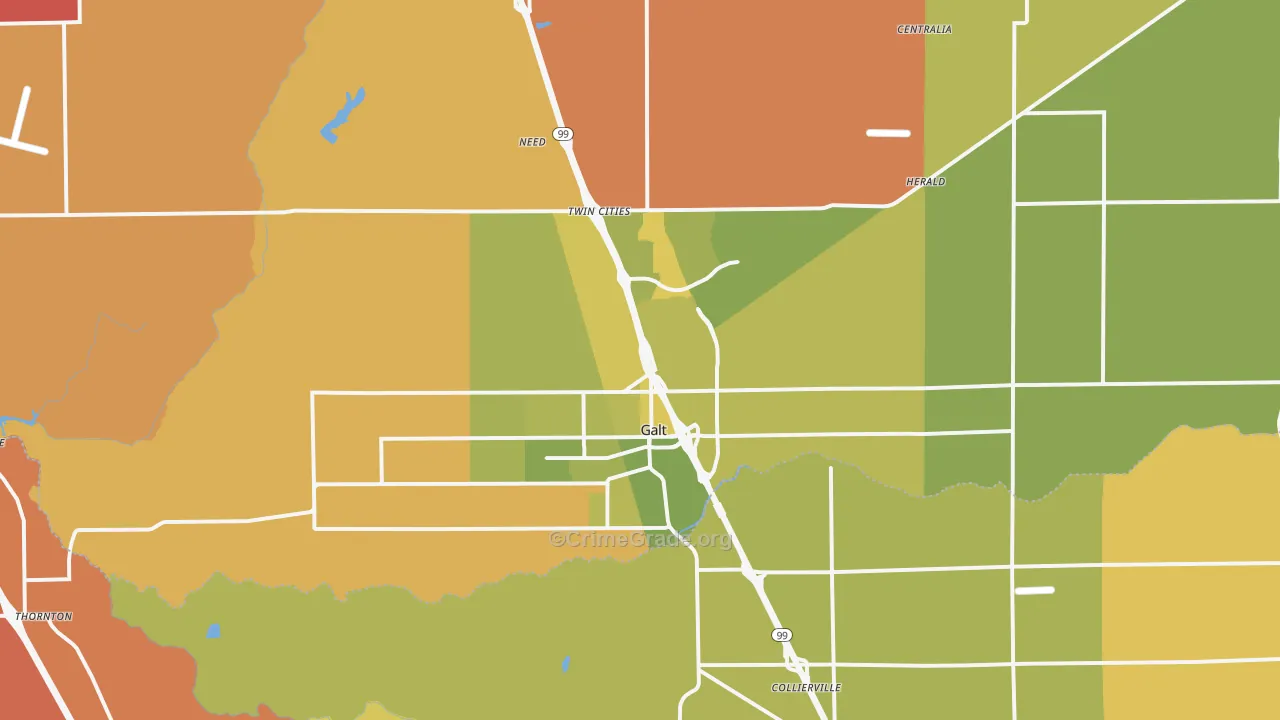 Galt, CA Map of Murder Rates