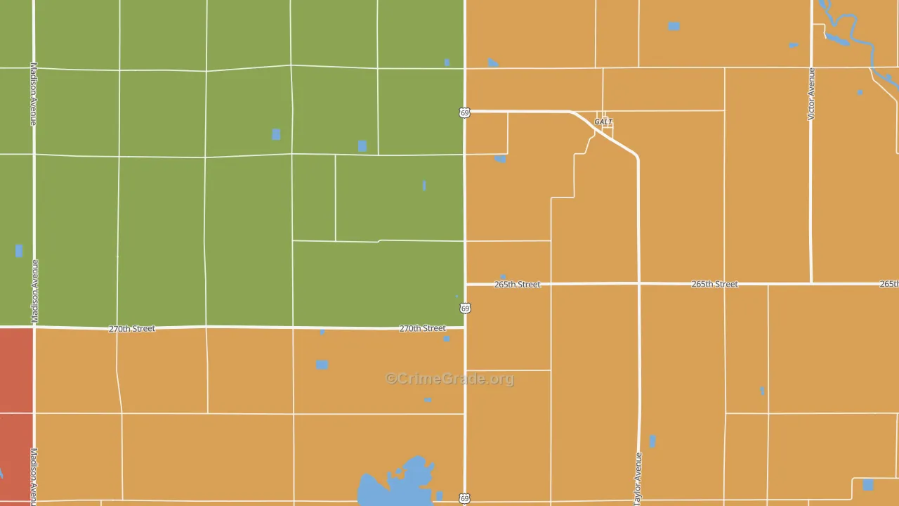 Galt, IA Map of Murder Rates