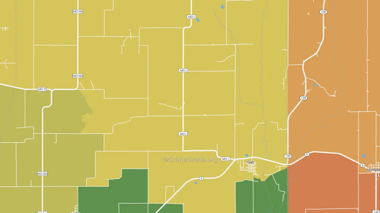 Galt, MO Map of Murder Rates
