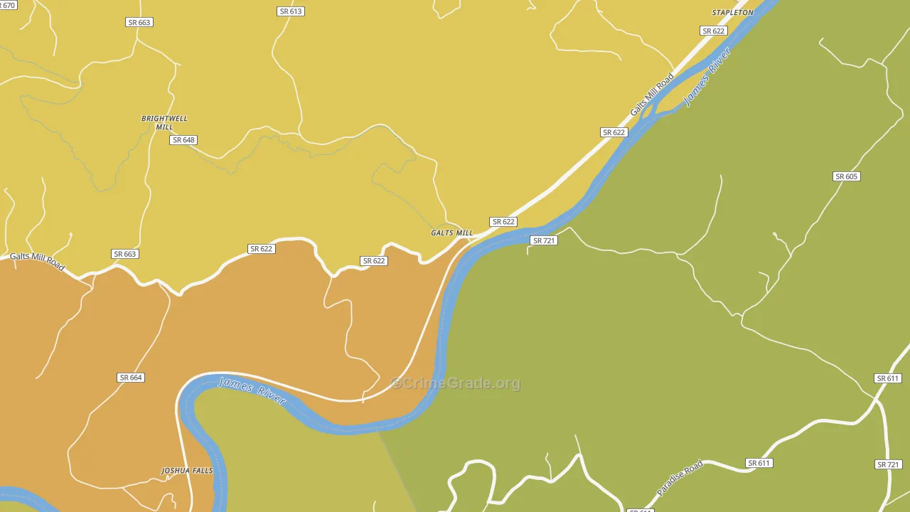 Galts Mill, VA Map of Murder Rates