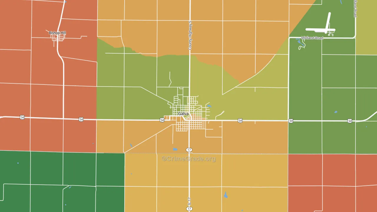 Galva, IL Map of Murder Rates