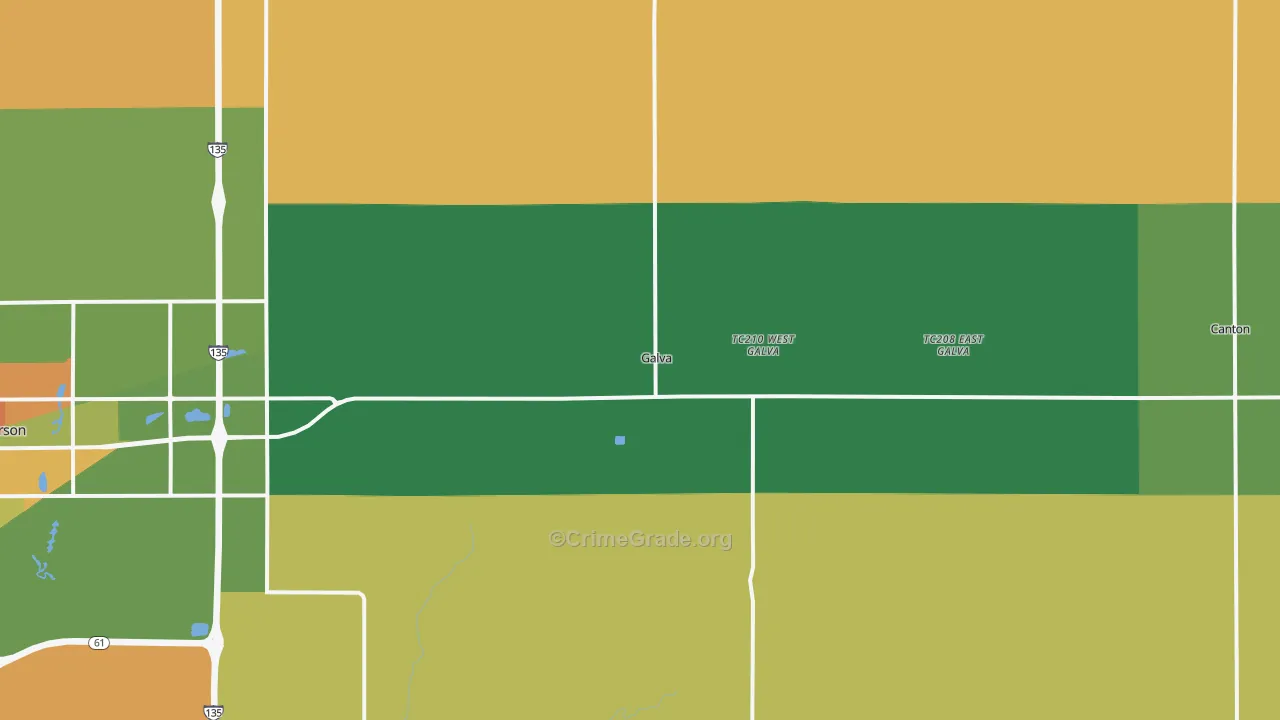 Galva, KS Map of Murder Rates