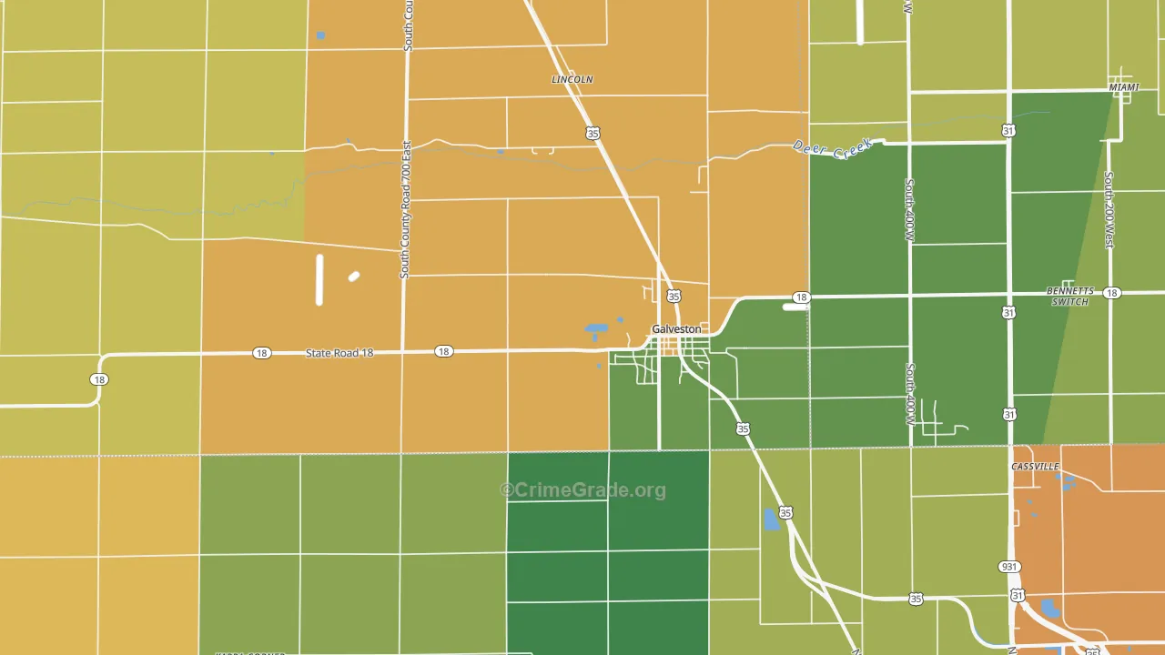 Galveston, IN Map of Murder Rates