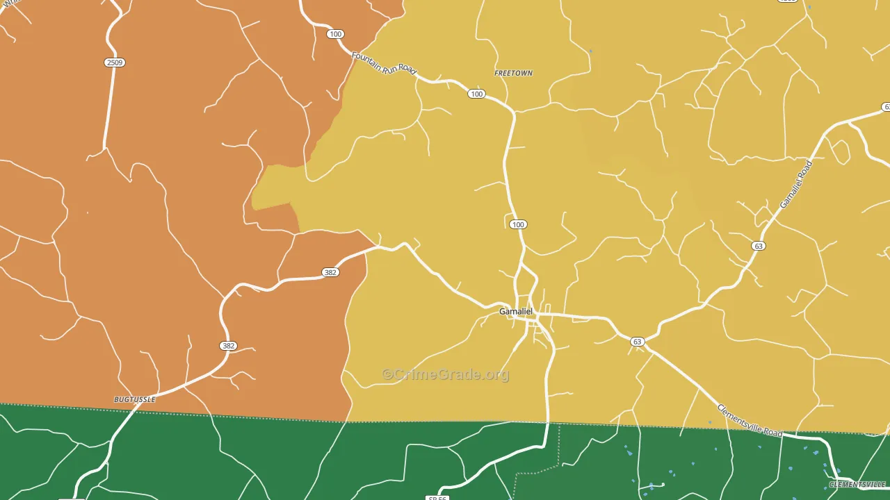 Gamaliel, KY Map of Murder Rates