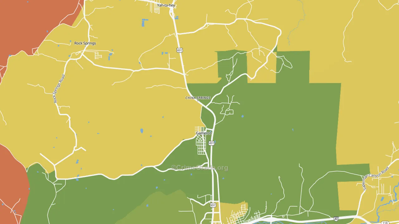Gamerco, NM Map of Murder Rates