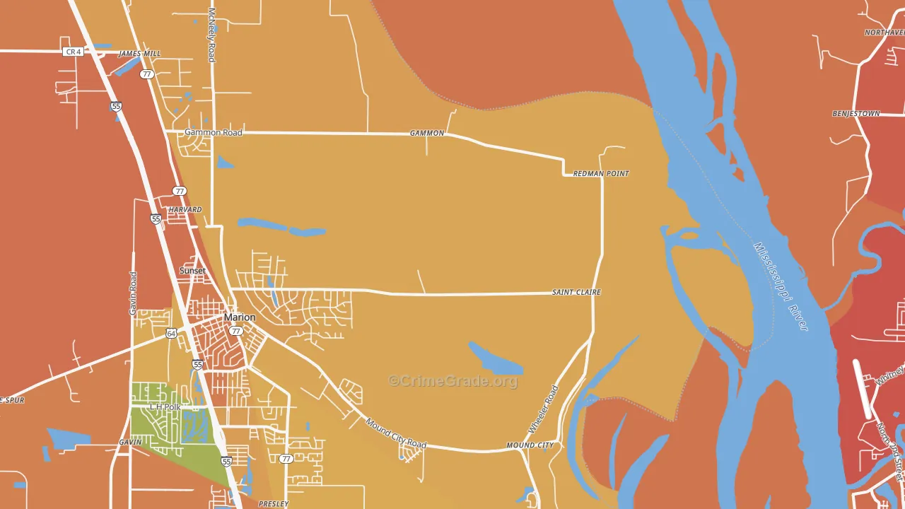 Gammon, AR Map of Murder Rates