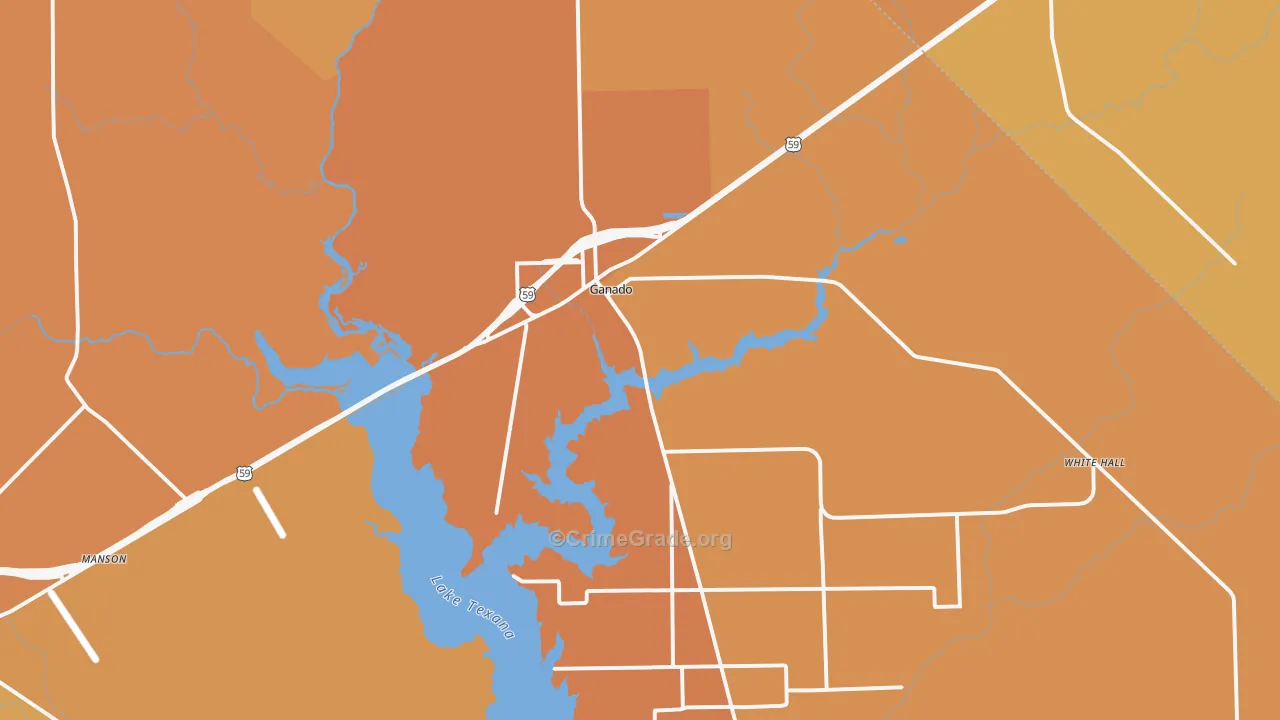 Ganado, TX Map of Murder Rates