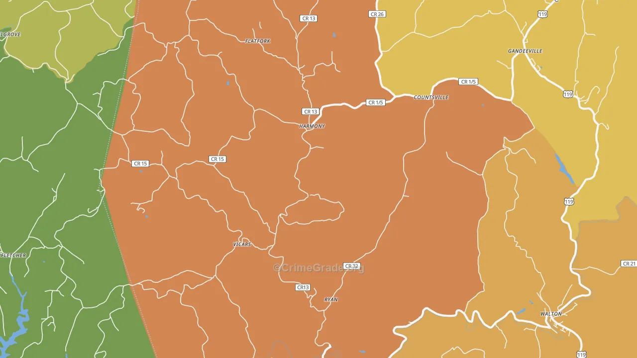 Gandeeville, WV Map of Murder Rates