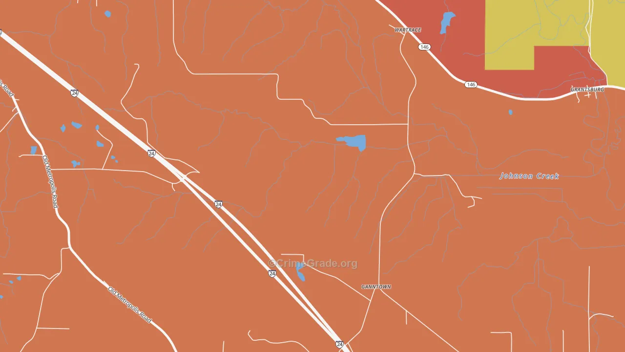Ganntown, IL Map of Murder Rates