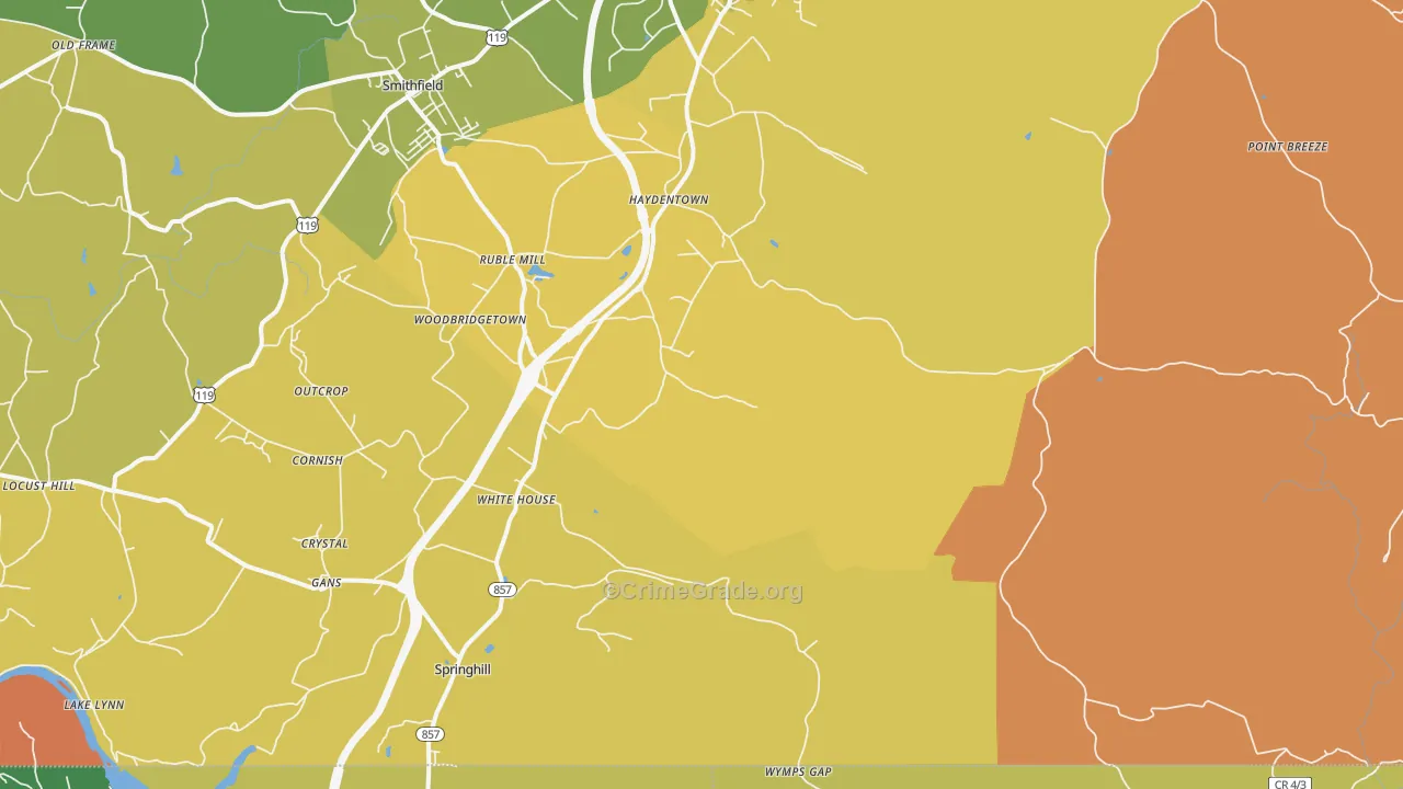 Gans, PA Map of Murder Rates