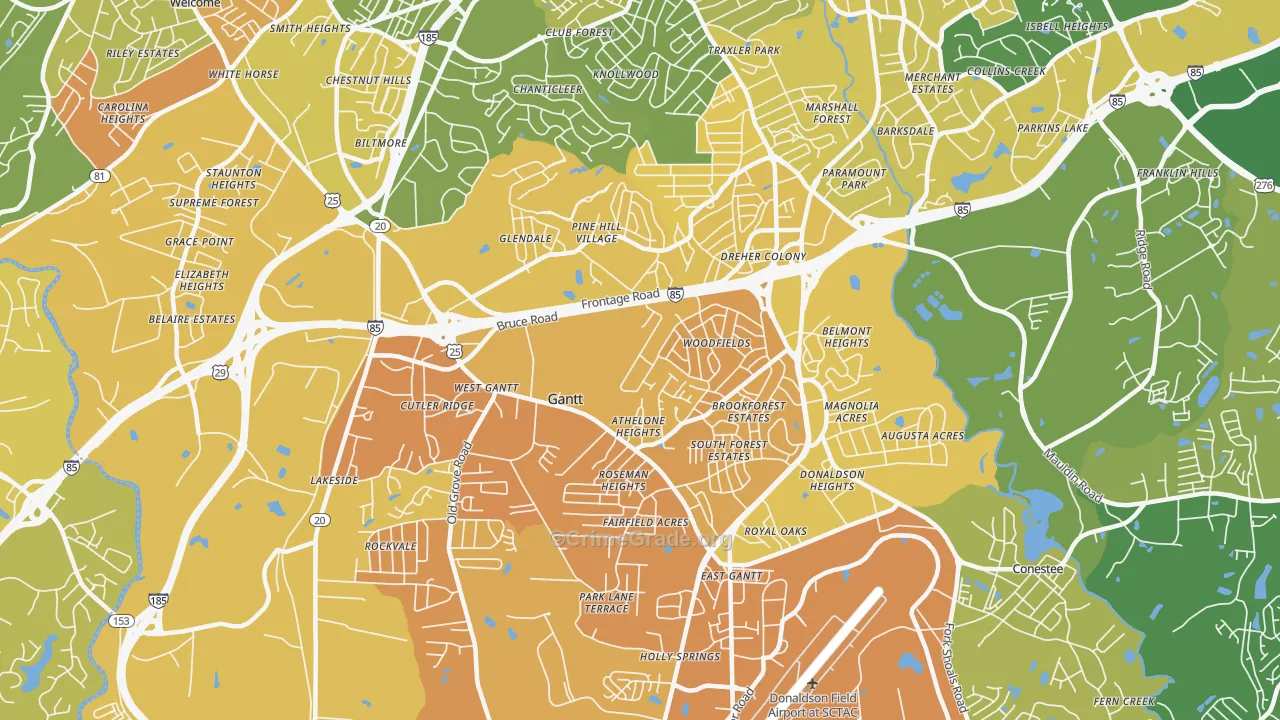 Gantt, SC Map of Murder Rates