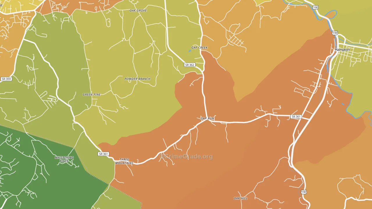 Gap Creek, TN Map of Murder Rates