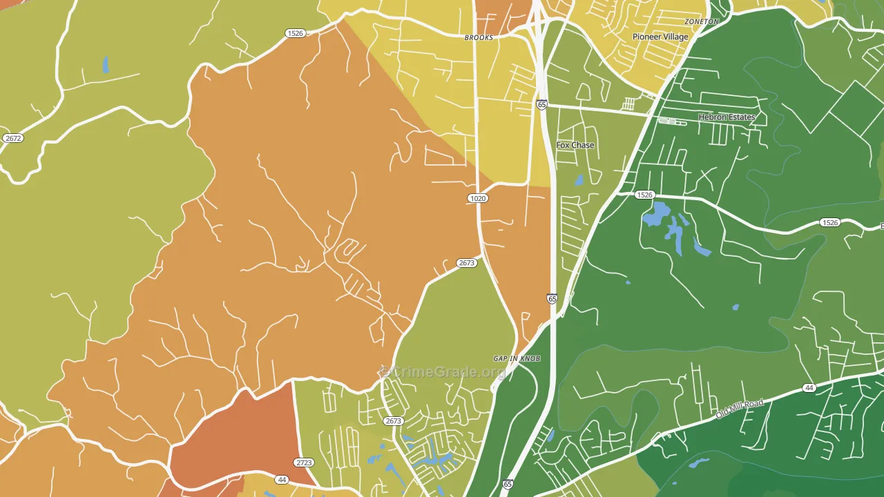 Gap in Knob, KY Map of Murder Rates