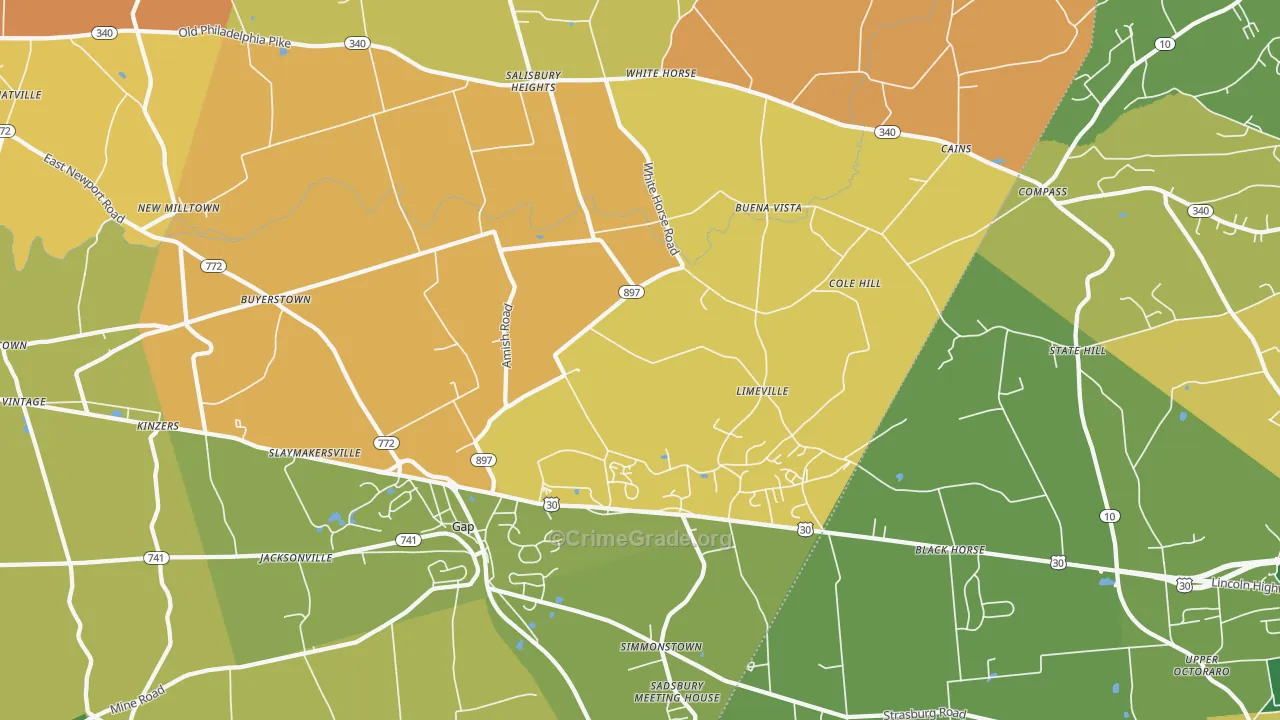 Gap, PA Map of Murder Rates