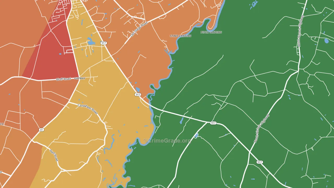 Gapway, SC Map of Murder Rates