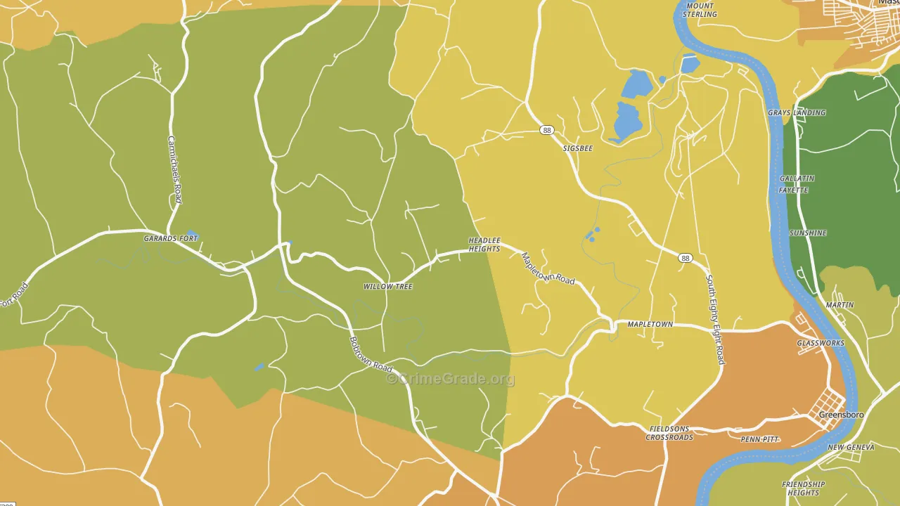 Garards Fort, PA Map of Murder Rates
