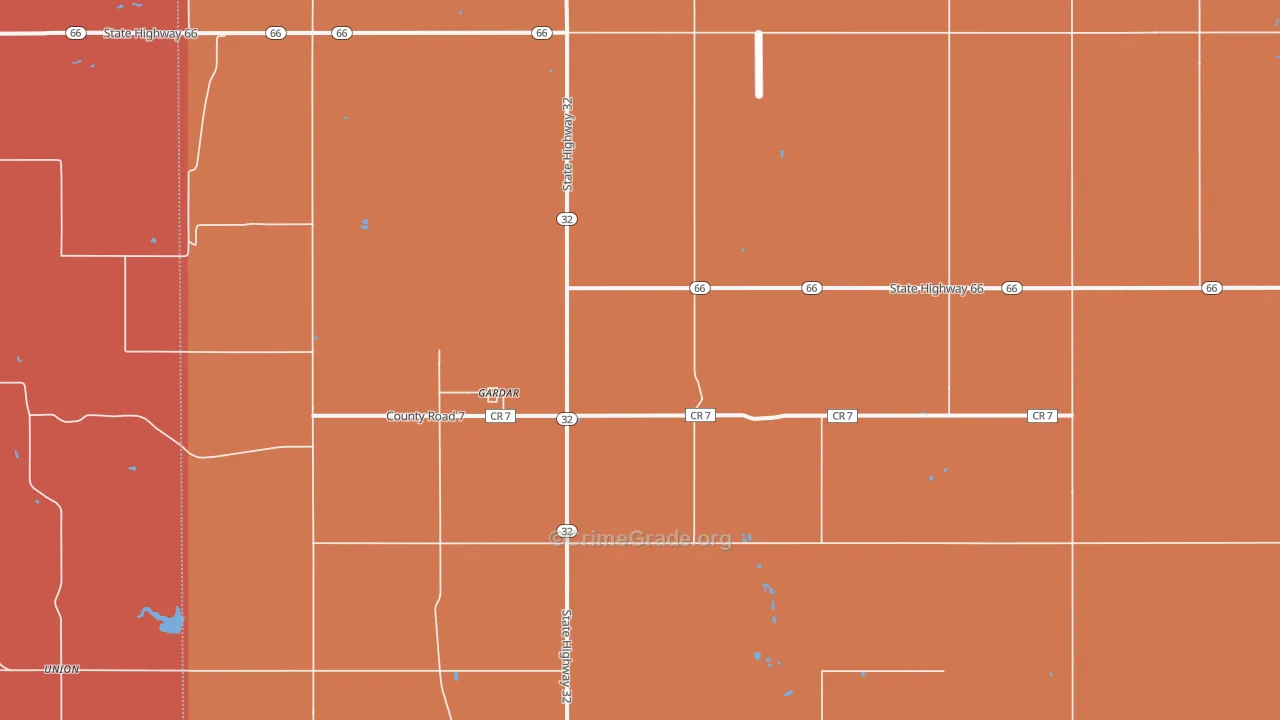 Gardar, ND Map of Murder Rates