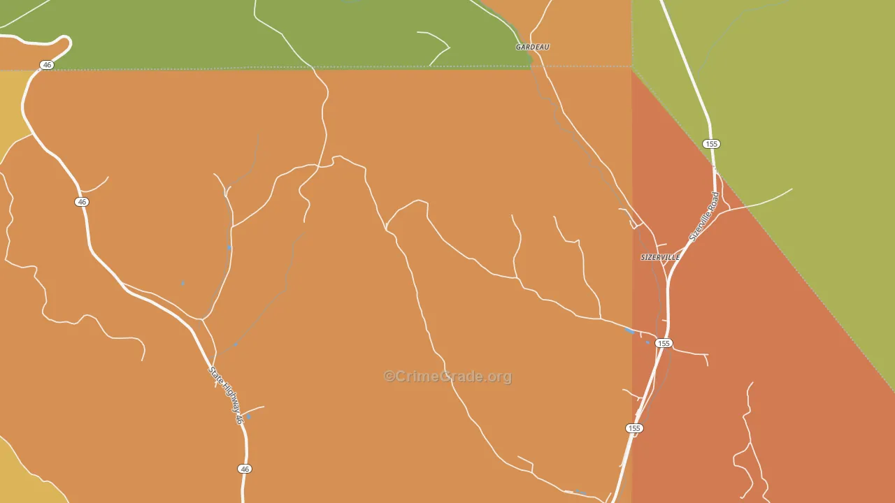 Gardeau, PA Map of Murder Rates