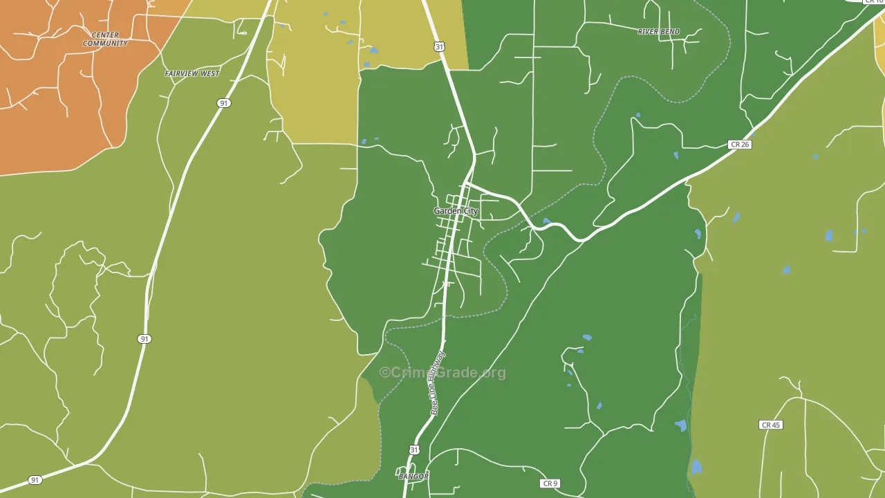 Garden City, AL Map of Murder Rates