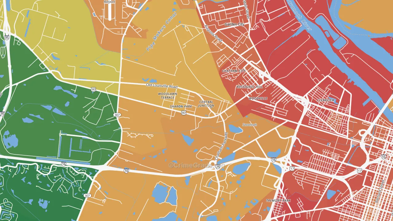 Garden City, GA Map of Murder Rates