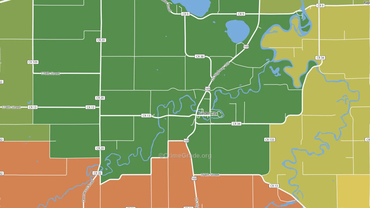 Garden City, MN Map of Murder Rates