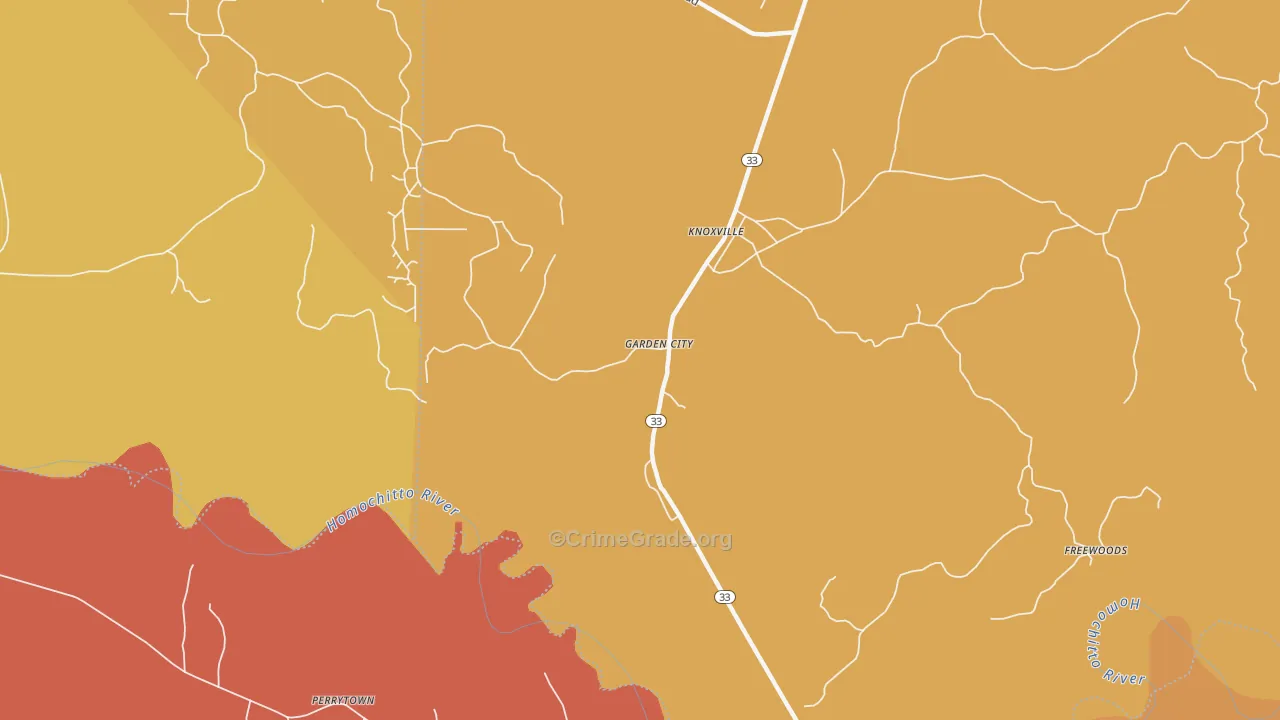 Garden City, MS Map of Murder Rates