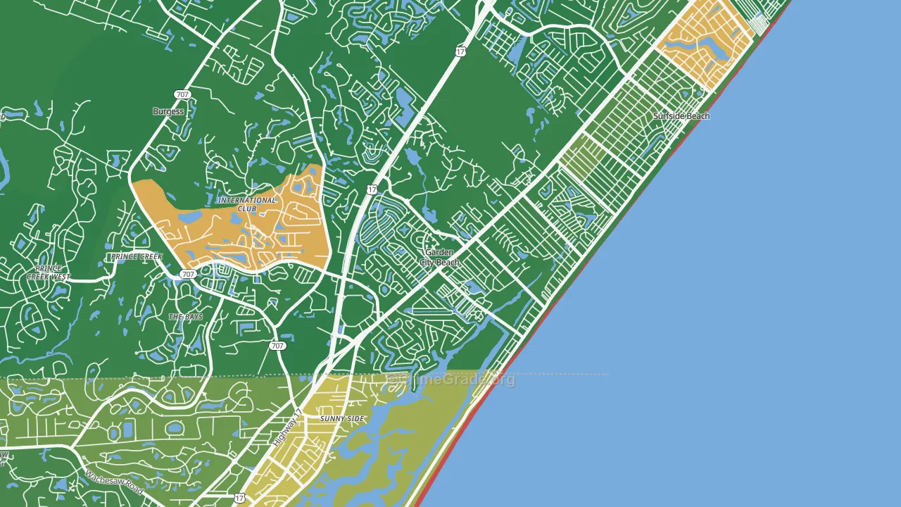 Garden City, SC Map of Murder Rates