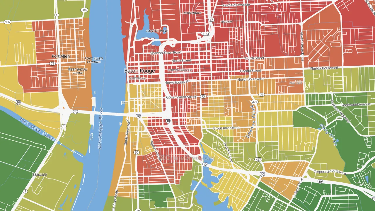 Garden District, Baton Rouge, LA Map of Murder Rates