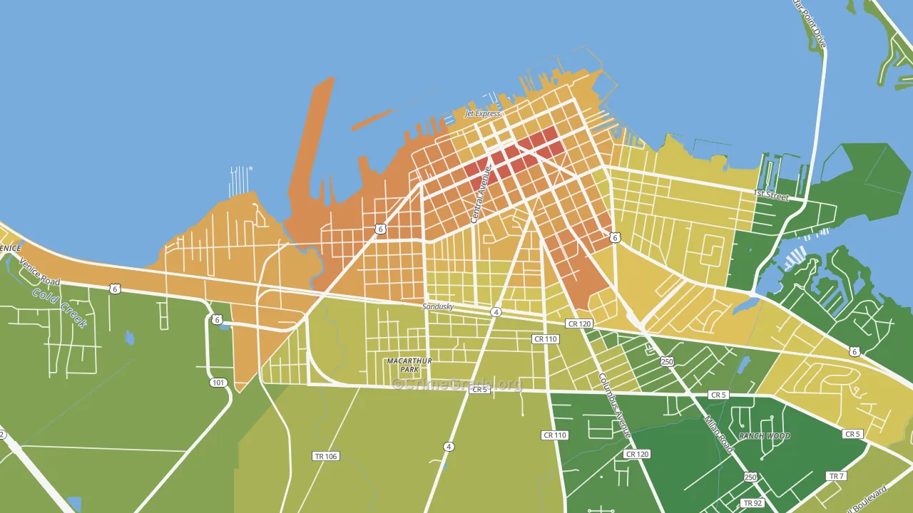 Garden District, Sandusky, OH Map of Murder Rates