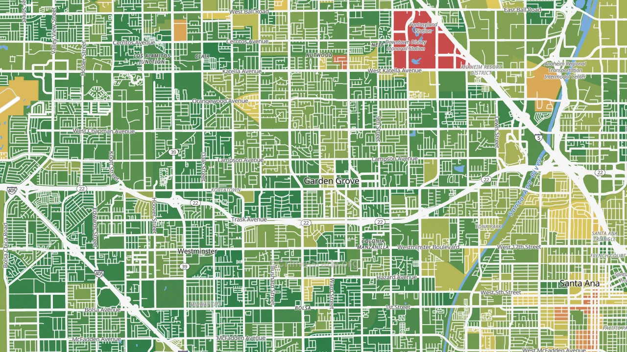 Garden Grove, CA Map of Murder Rates
