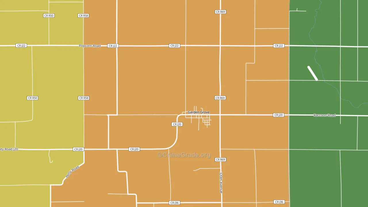Garden Grove, IA Map of Murder Rates