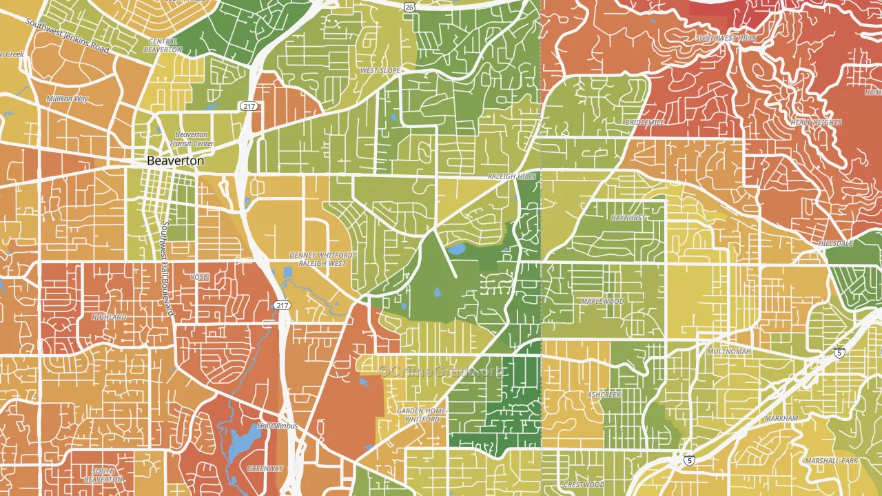 Garden Home-Raleigh Hills, Portland, OR Map of Murder Rates